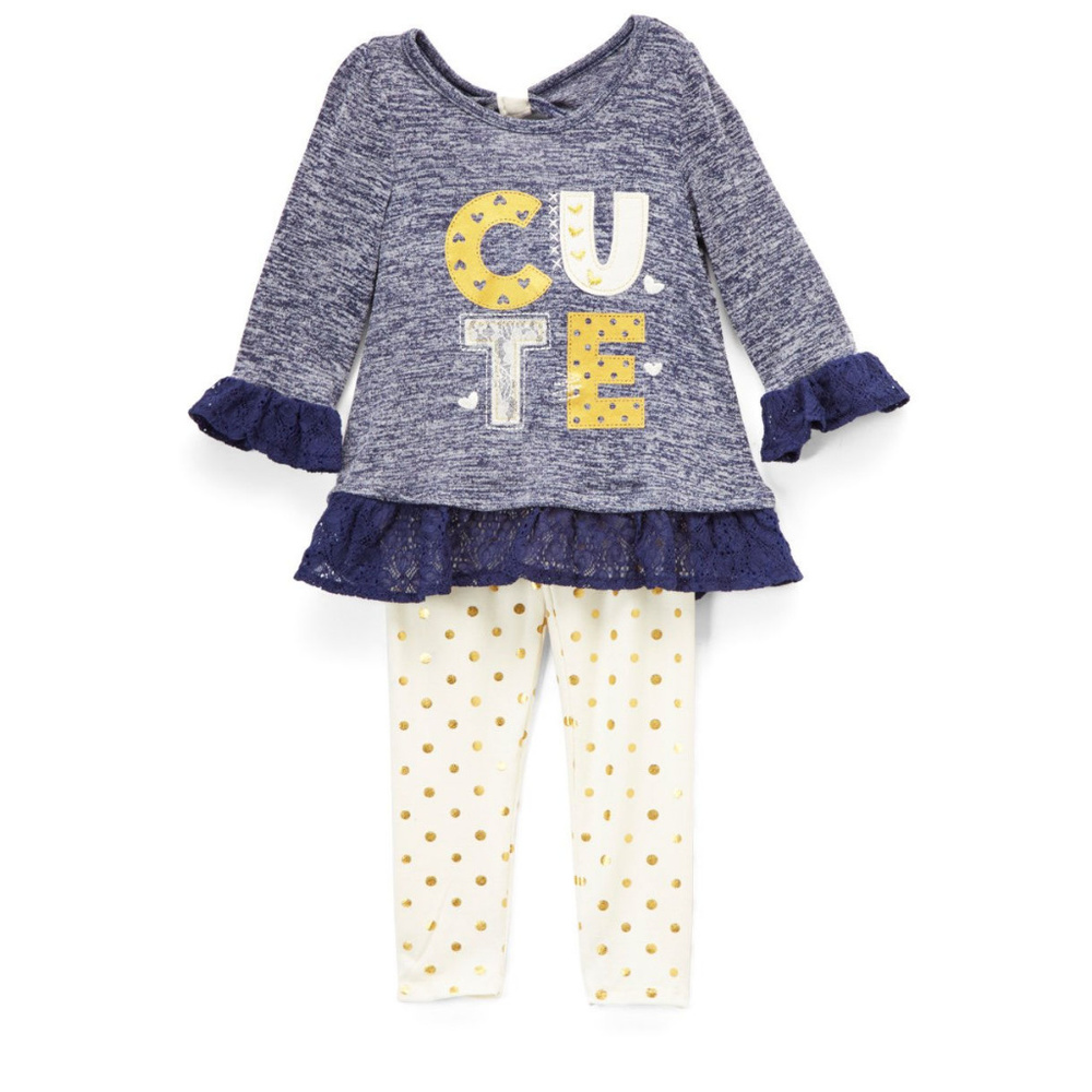 NWT Nannette Cute Tunic Leggings Girls Outfit Set